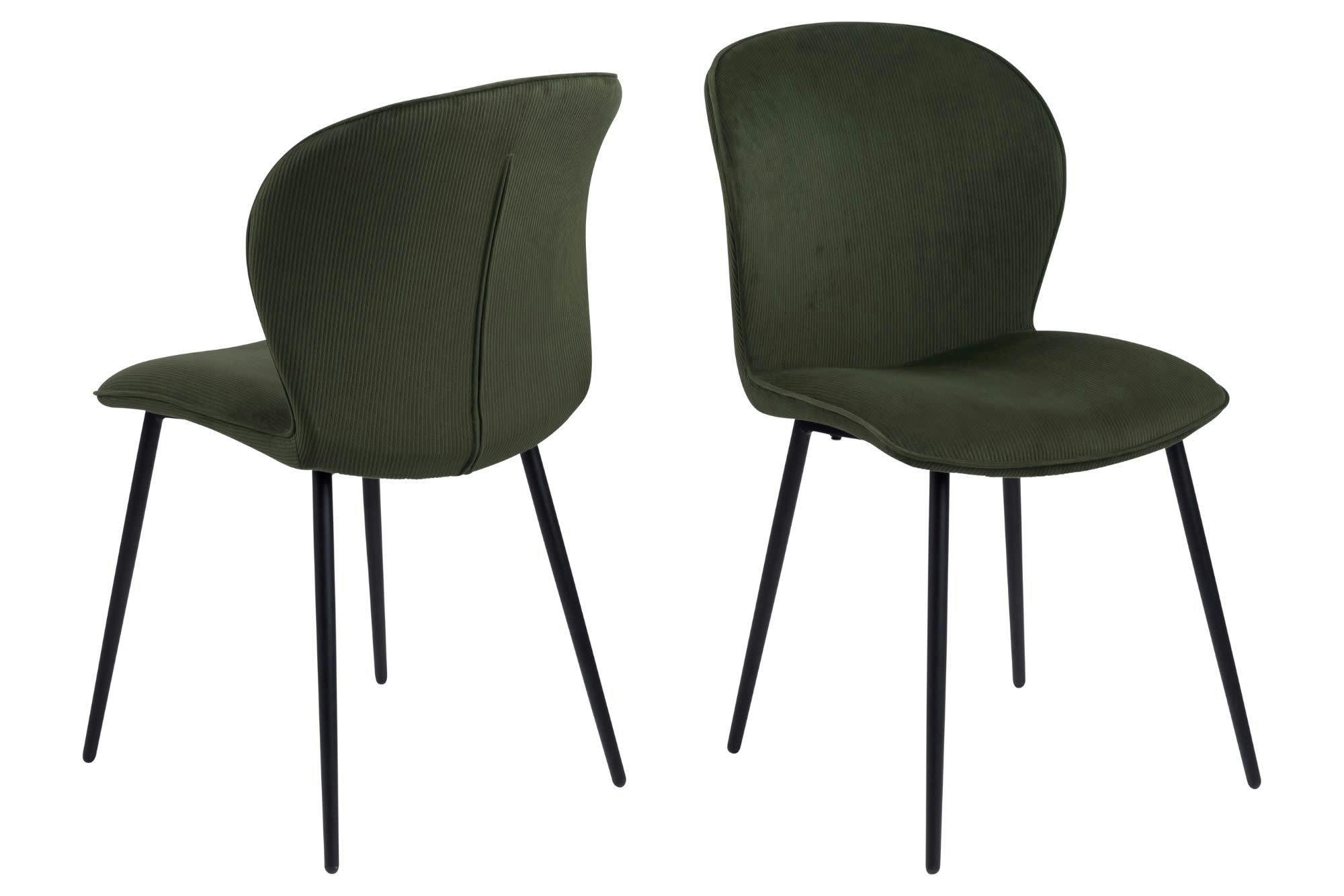 LINA - Lot de 2 chaise de salle à manger en velours et métal