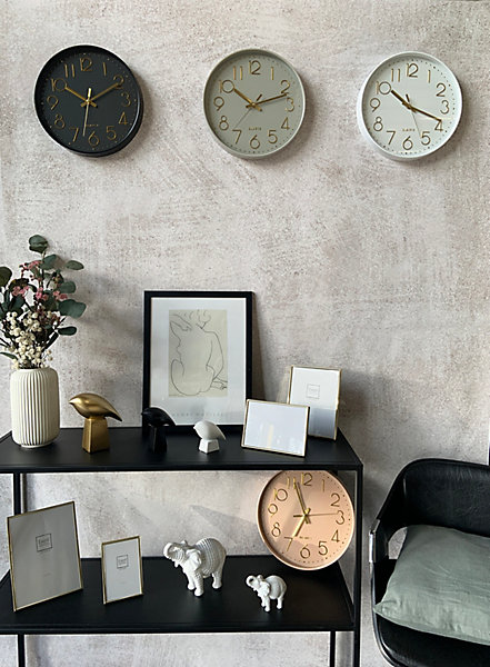 Horloge murale color block noir et or ⌀30,5cm Emdedesign