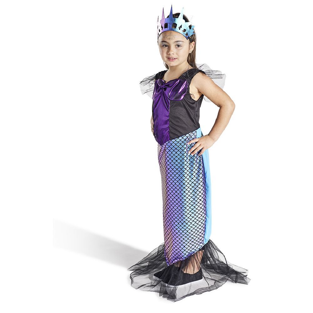 Déguisement enfant sirène robe et serre-tête noir et violet 11/14ans
