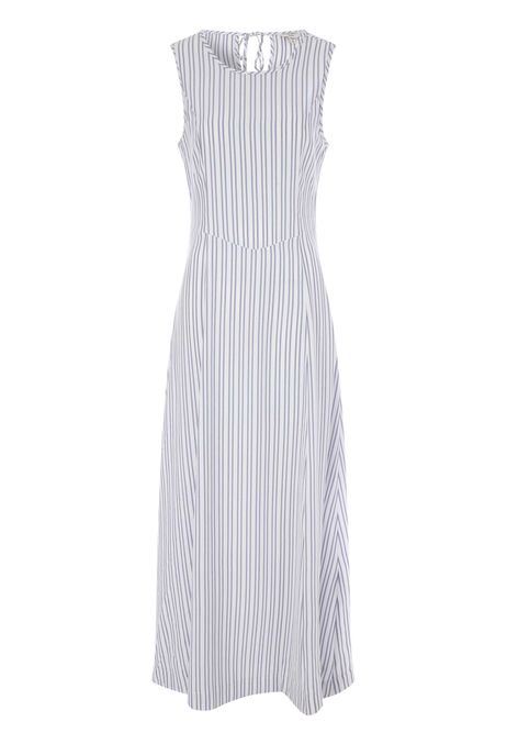 Womens Blue Stripe Curved Seam Maxi Dress