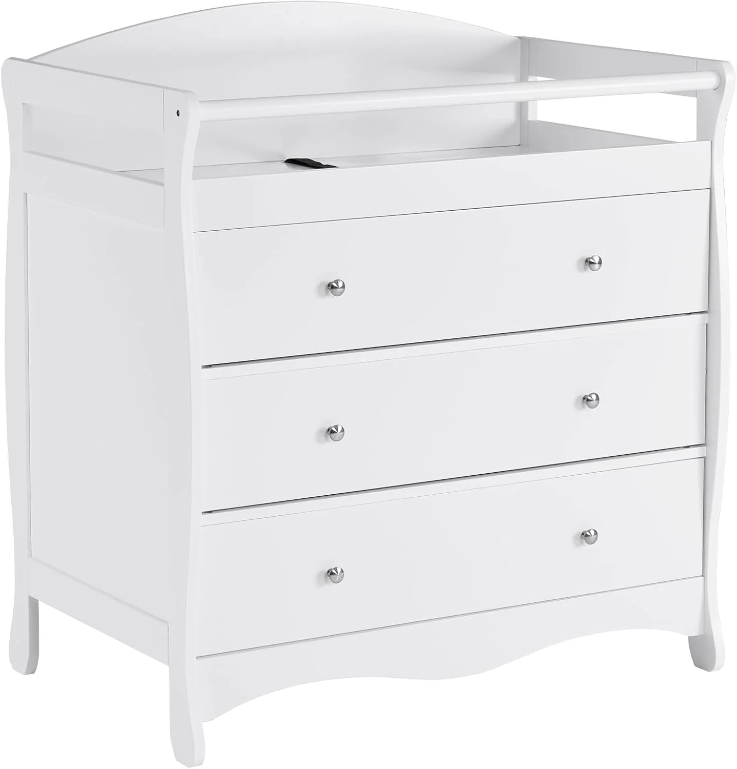 Changing Table Dresser Baby Diaper Changing Station Infant Nursing Table with 3 Drawers, Safety Rail  Strap for Bedroom, Nursery, White(White)
