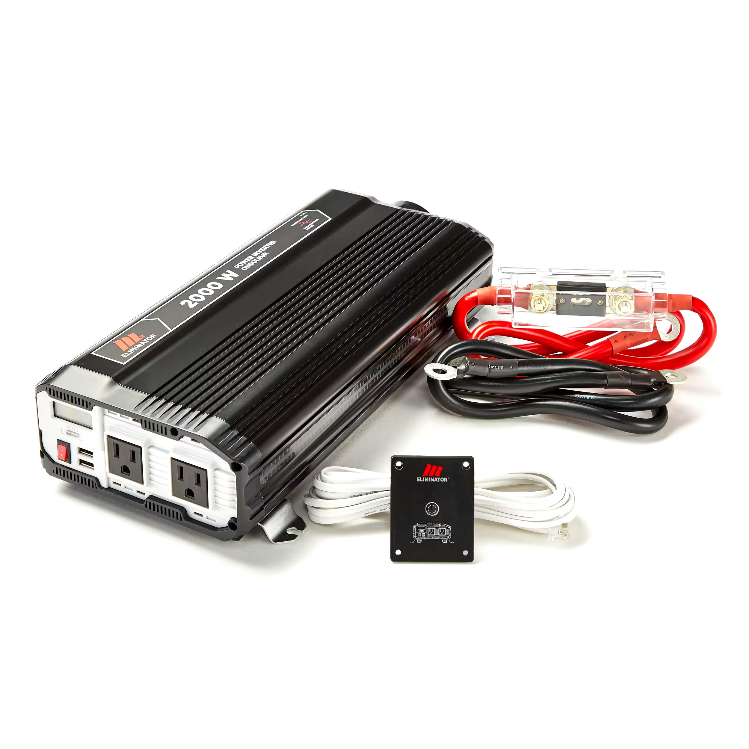 MotoMaster Eliminator Power Inverter, 2000W, Includes Battery Cables, Fuse Kit and Wired Remote