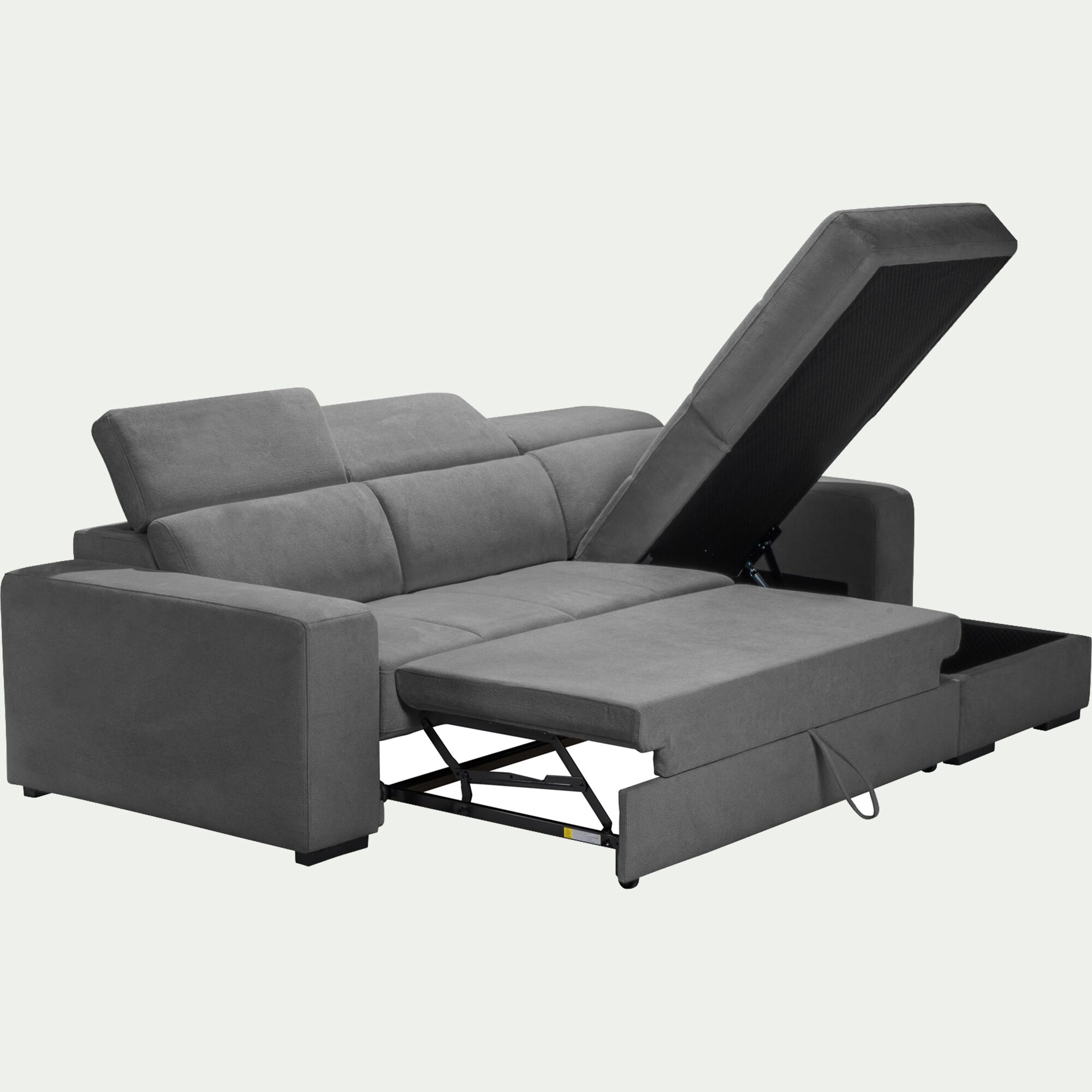 ORIGANO - Canapé d'angle réversible convertible en tissu- gris moyen