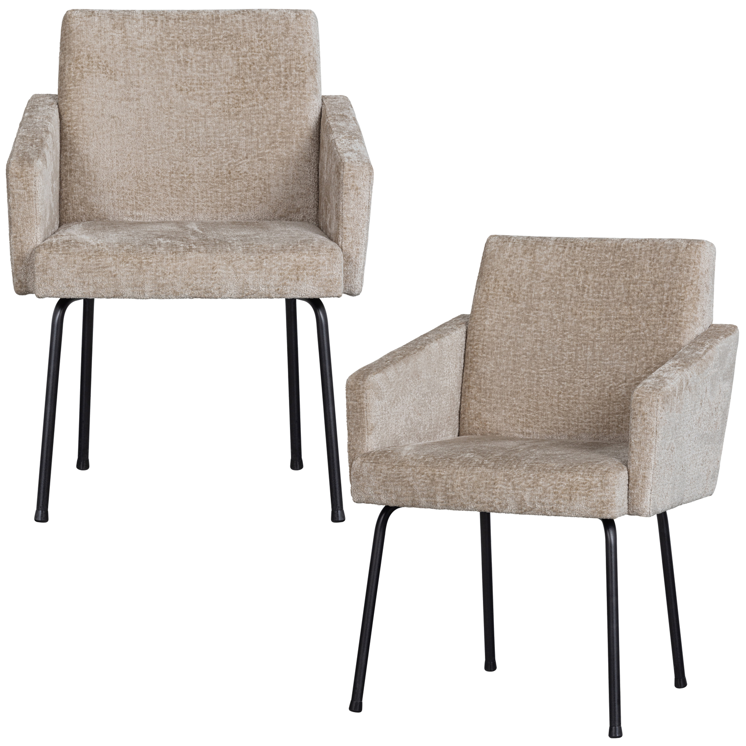 WOOOD eetkamerstoelen Mount - Polyester - Naturel - Set van 2