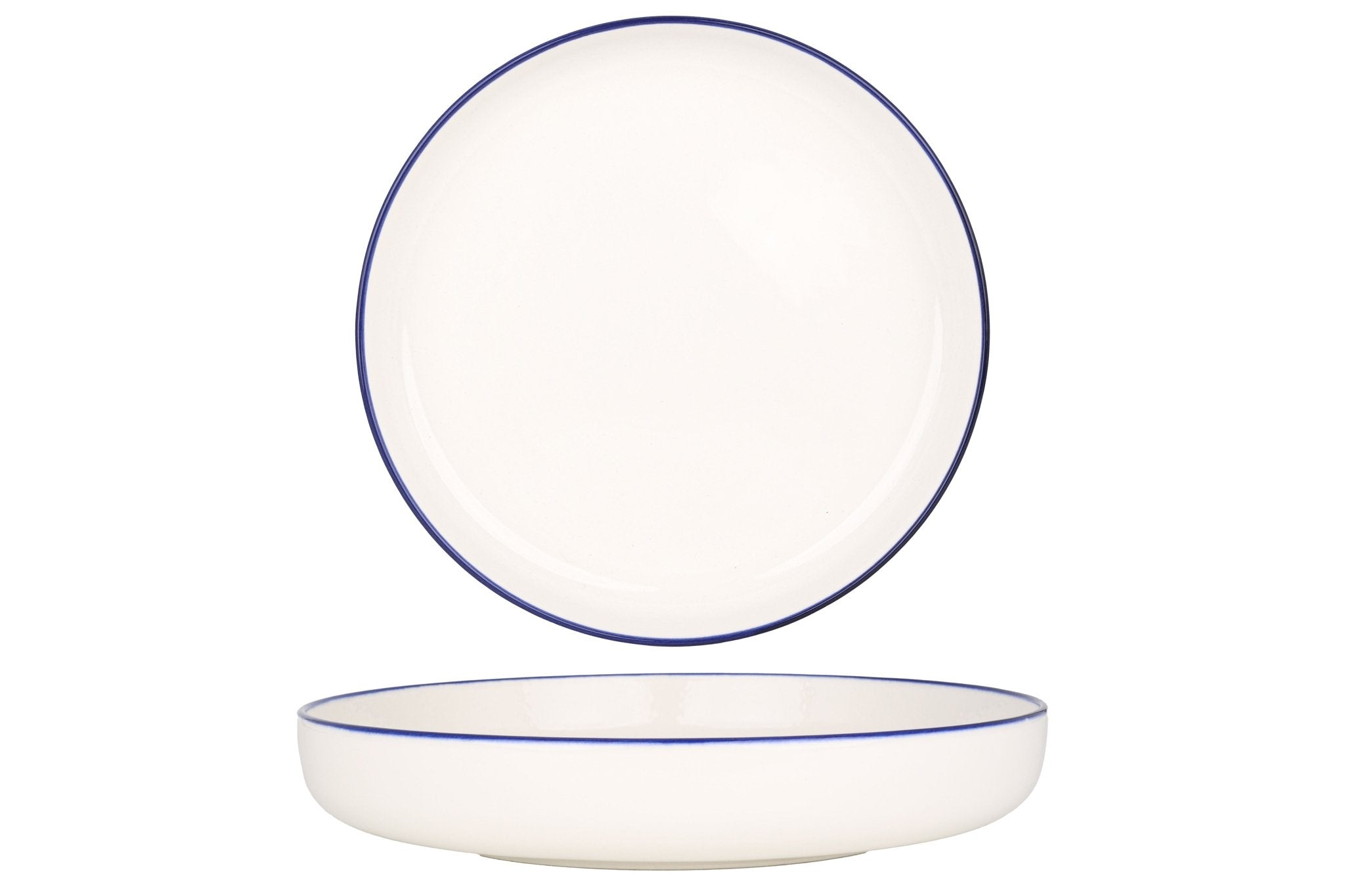 Rinart Diep bord - Blue Edge - Porselein - 22 cm (800cc) - set van 6