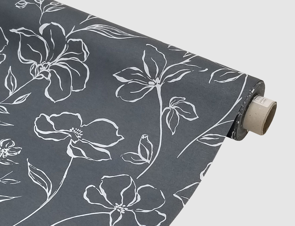 Tischdecke Blumen Anthrazit