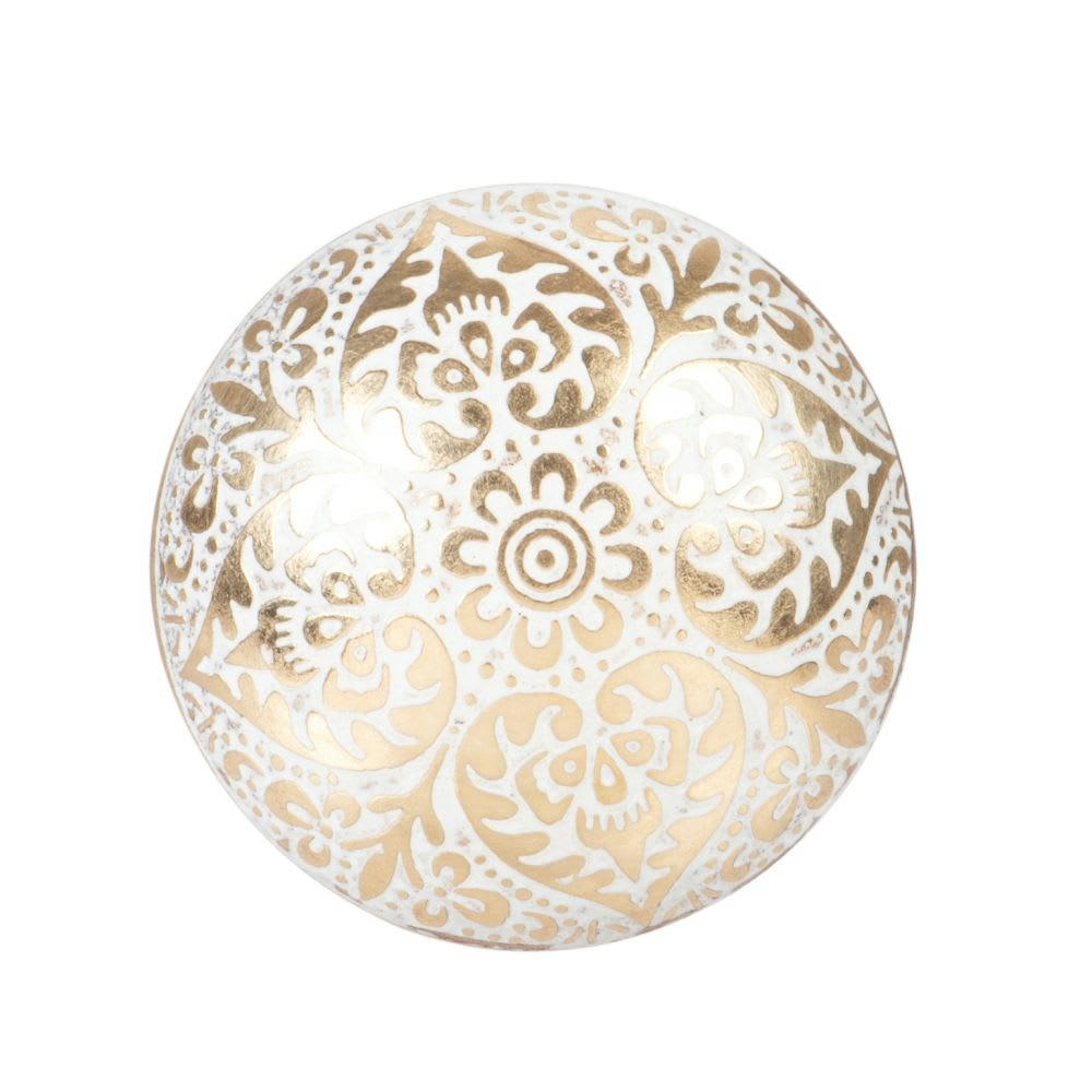 LOTUS - Bouton de porte en laiton motifs blancs