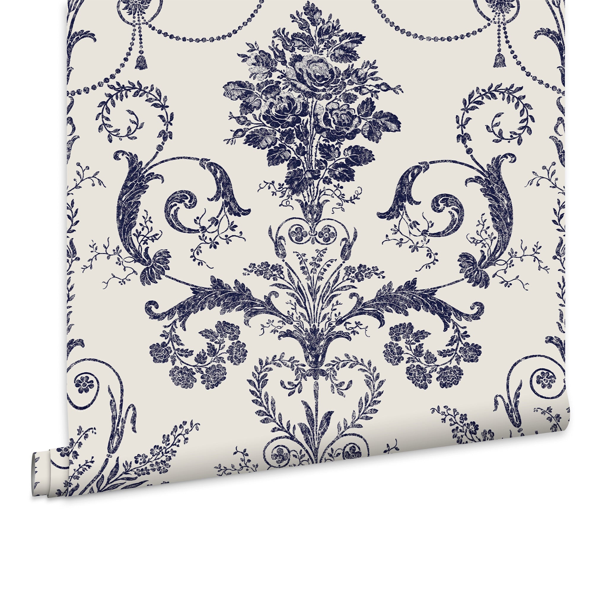Laura Ashley Vliesbehang - Josette Off White & Midnight - 10mx52cm