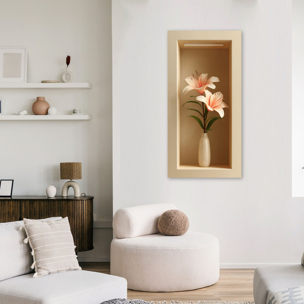 Obraz na ścianę do salonu sypialni, Kwiaty w wazonie we wnęce 3d 40x80