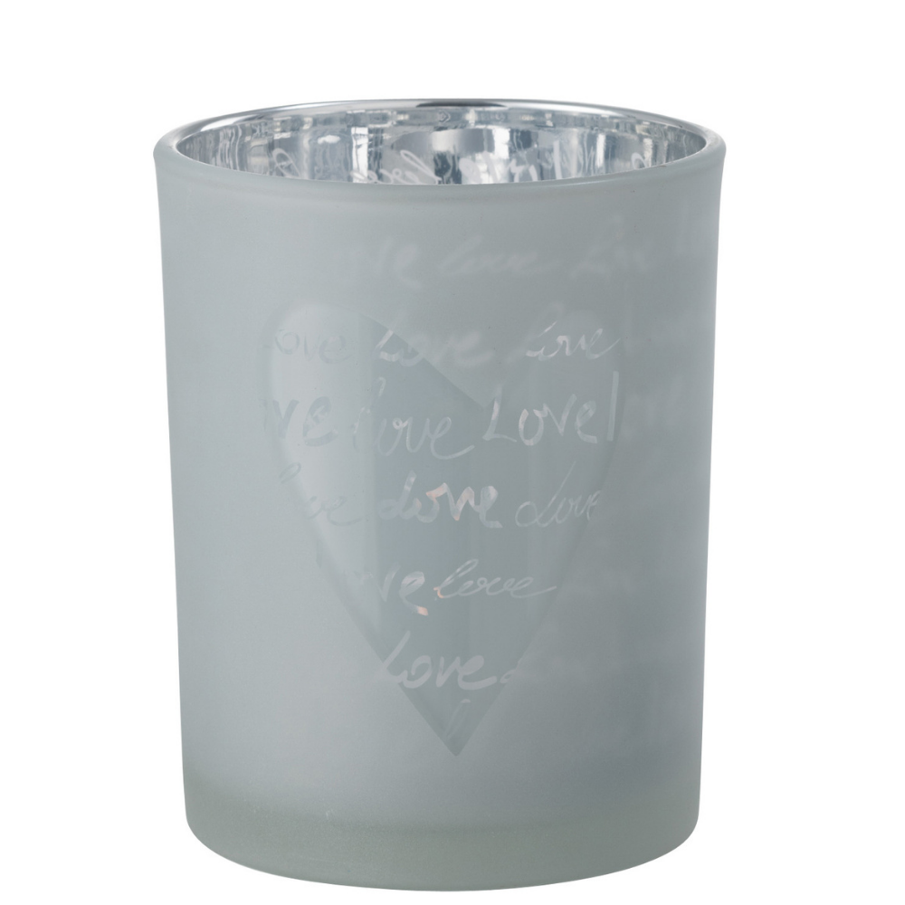 J-Line windlicht Love - glas - wit - medium