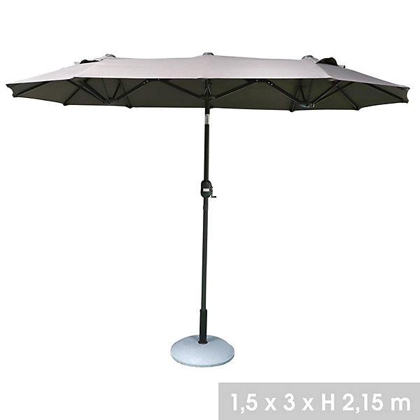 Grand parasol double gris anthraciteDimensions 150x300 cm