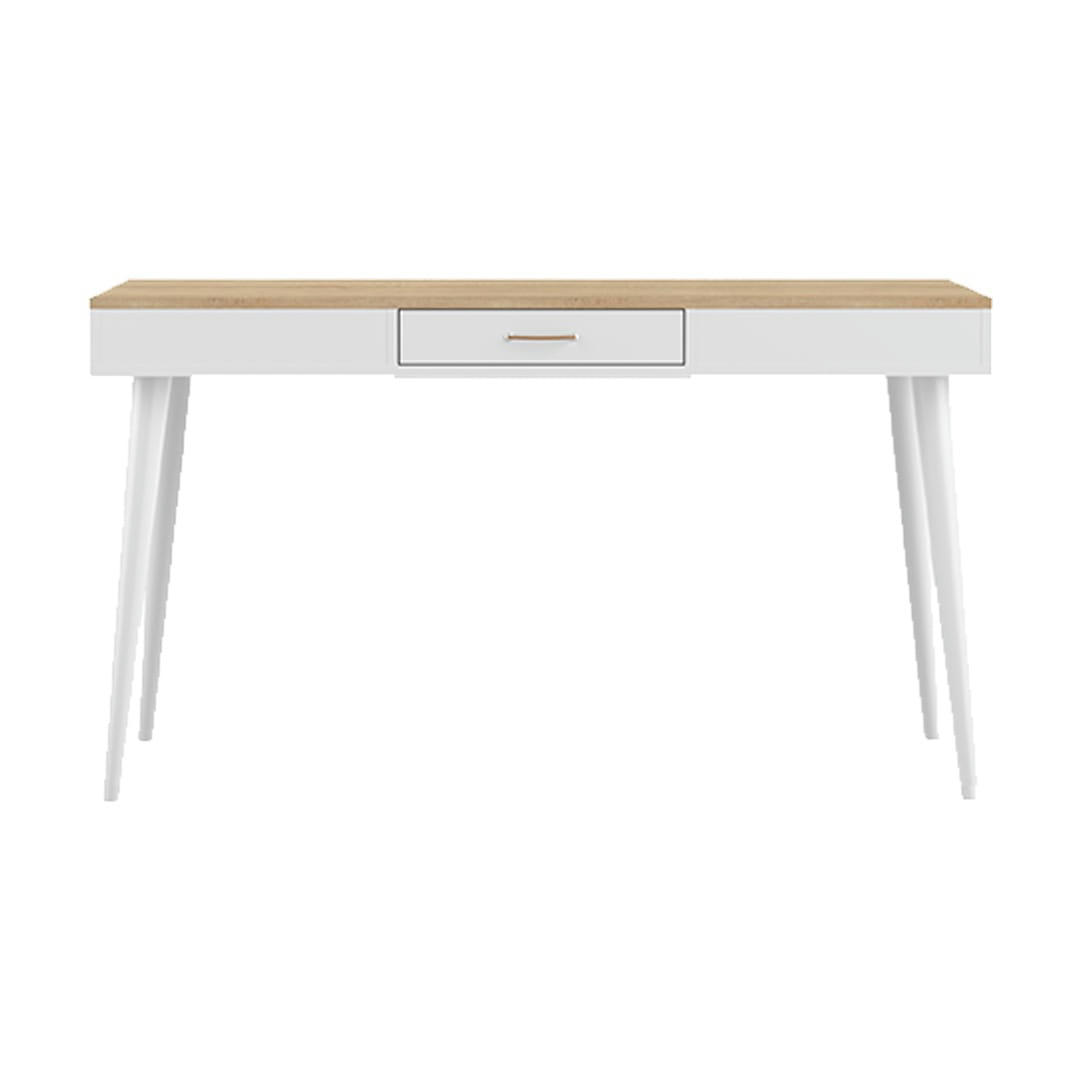 HORIZON - Bureau effet bois blanc et chêne naturel