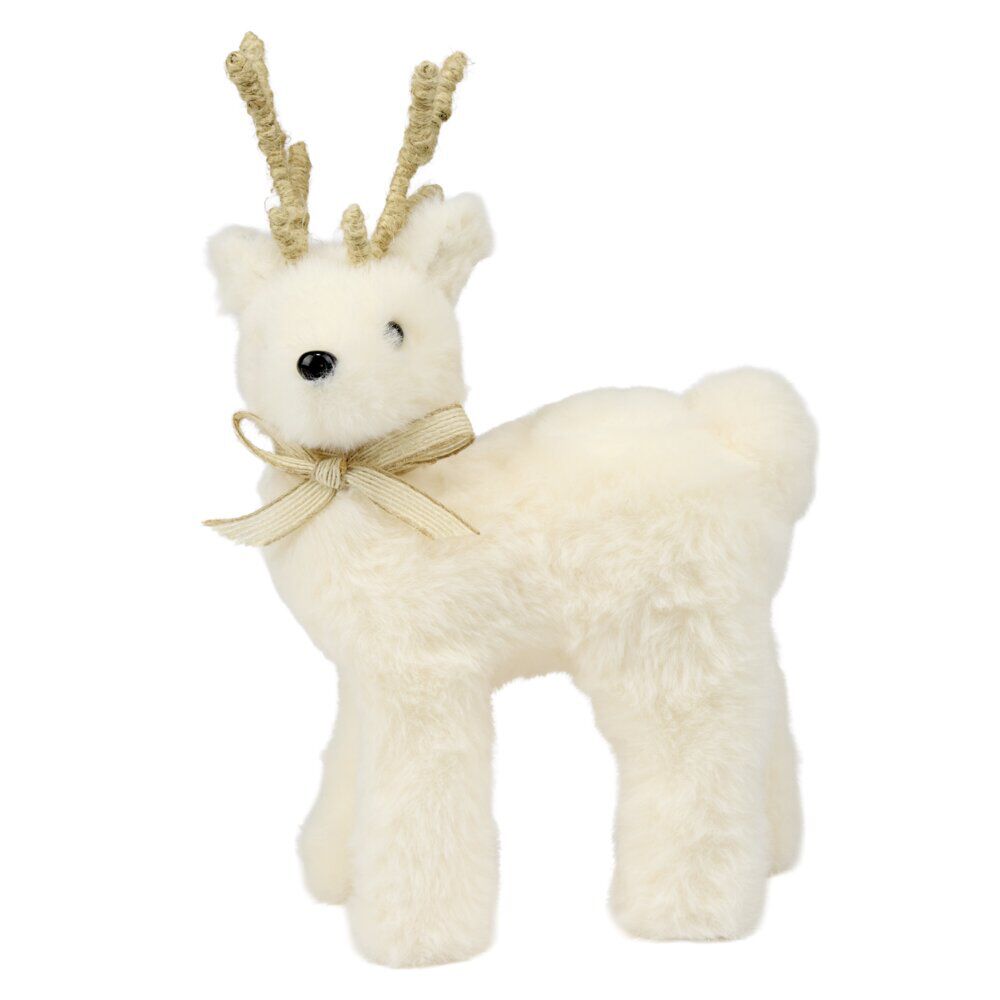 Renne de No&euml;l à poser effet fourrure H25cm (2 modèles)