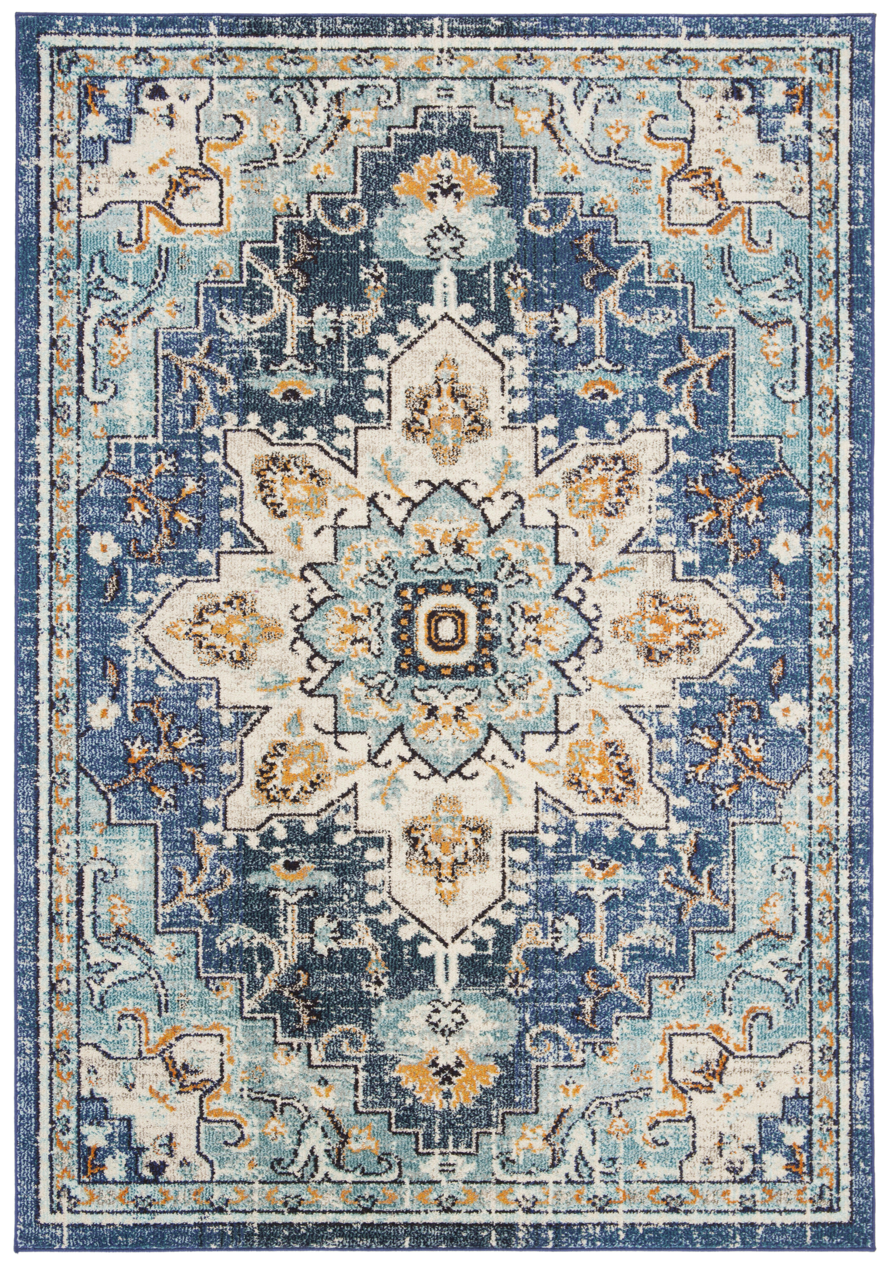MADISON - Tapis de salon interieur en bleu & bleu clair, 122 x 183 cm