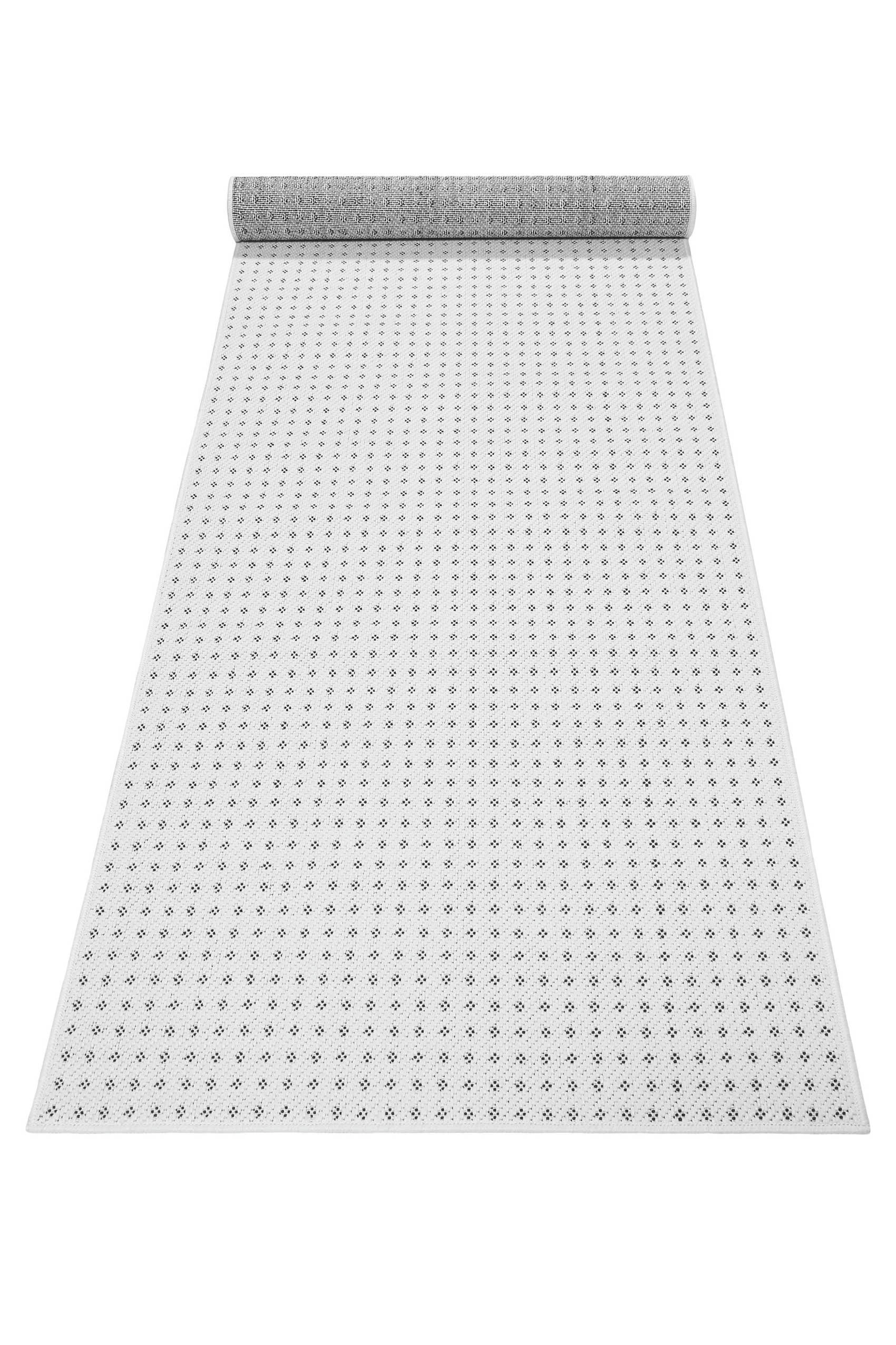 MONROE - Tapis exterieur tissé plat motif discret blanc et noir 80x300