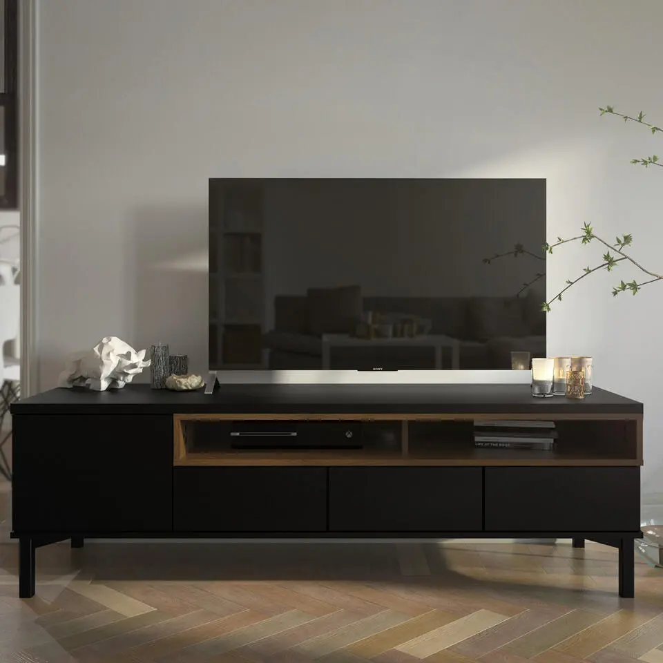 Tv-meubel Zwart - 160x50x50cm - Roomers