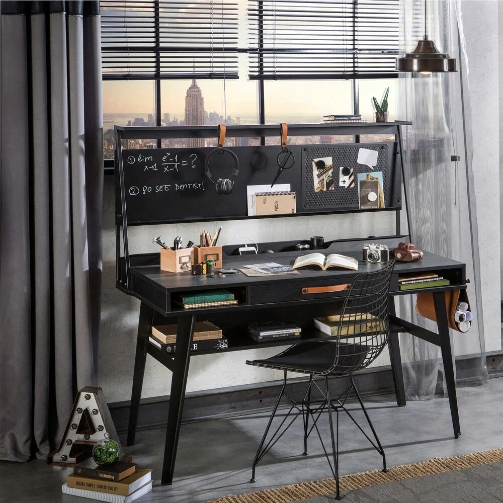 Cilek Dark Metal Smart Desk with Hutch