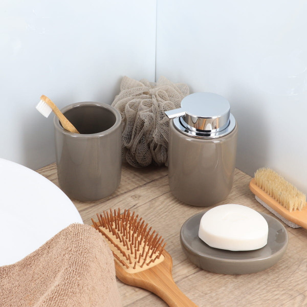 Kubek Ceramiczny na Szczoteczki Szary 350 ml Nowoczesny