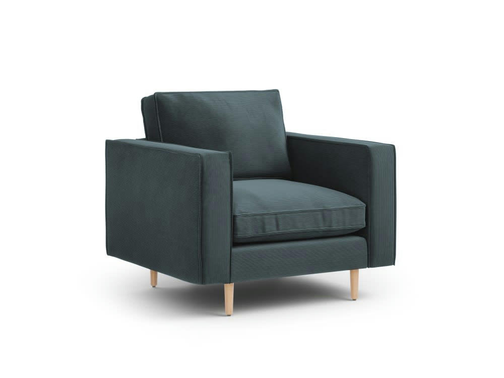 ALEXIS - Fauteuil 1 place en tissu structuré bleu