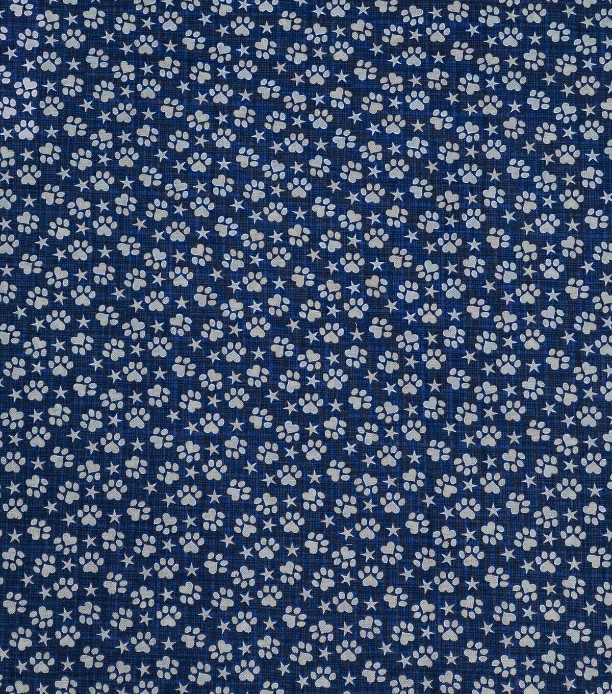 Patriotic Paw Prints 43'' Patriotic Cotton Fabric