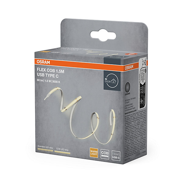 OSRAM FLEX COB Rubans avec port USB type C 1,5m 830