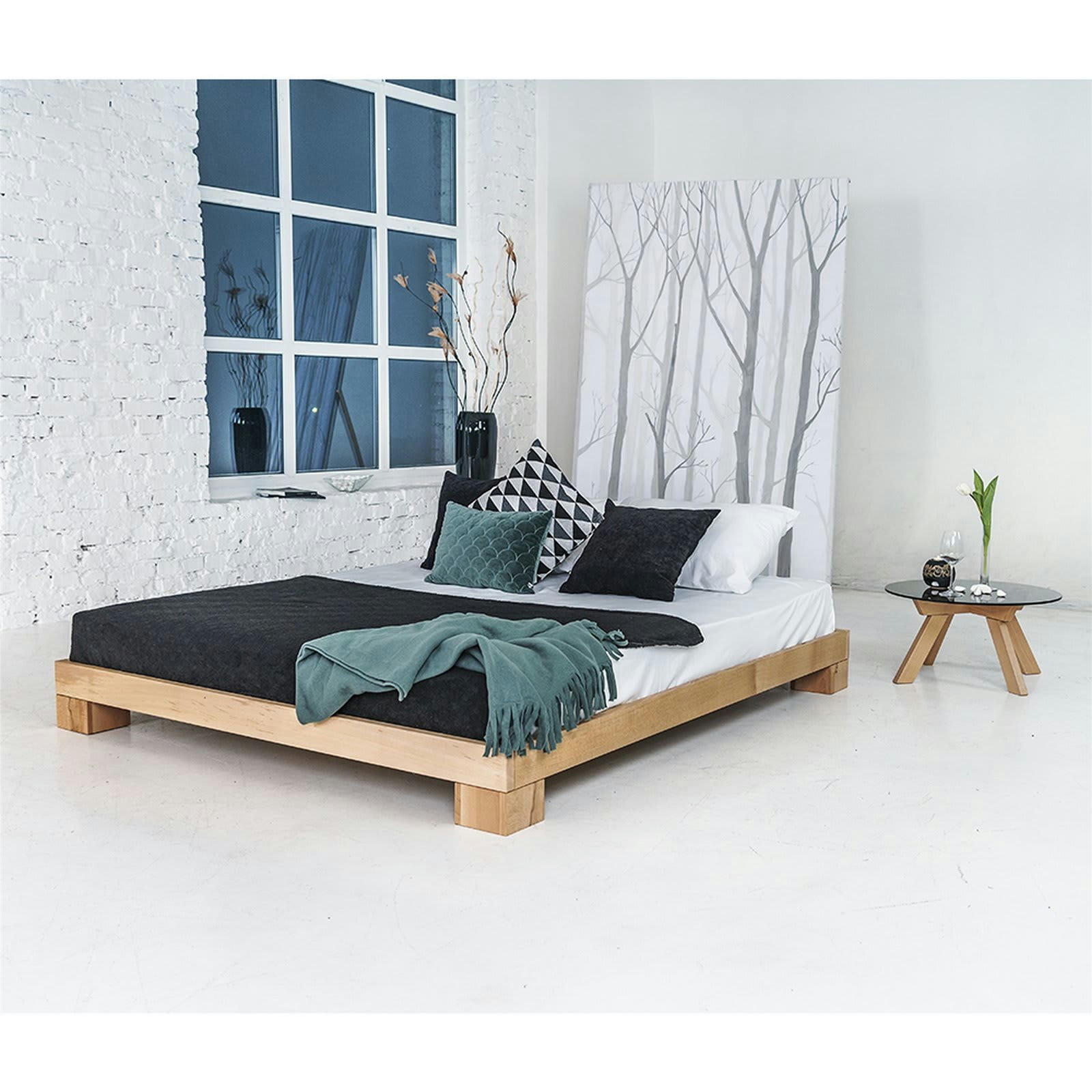 CUBE - Lit double cube Bois Bois clair H. assise 36 cm