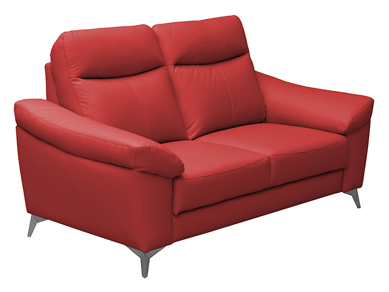 Sofa dwuosobowa Luna 2 nierozkładana skóra naturalna czerwona