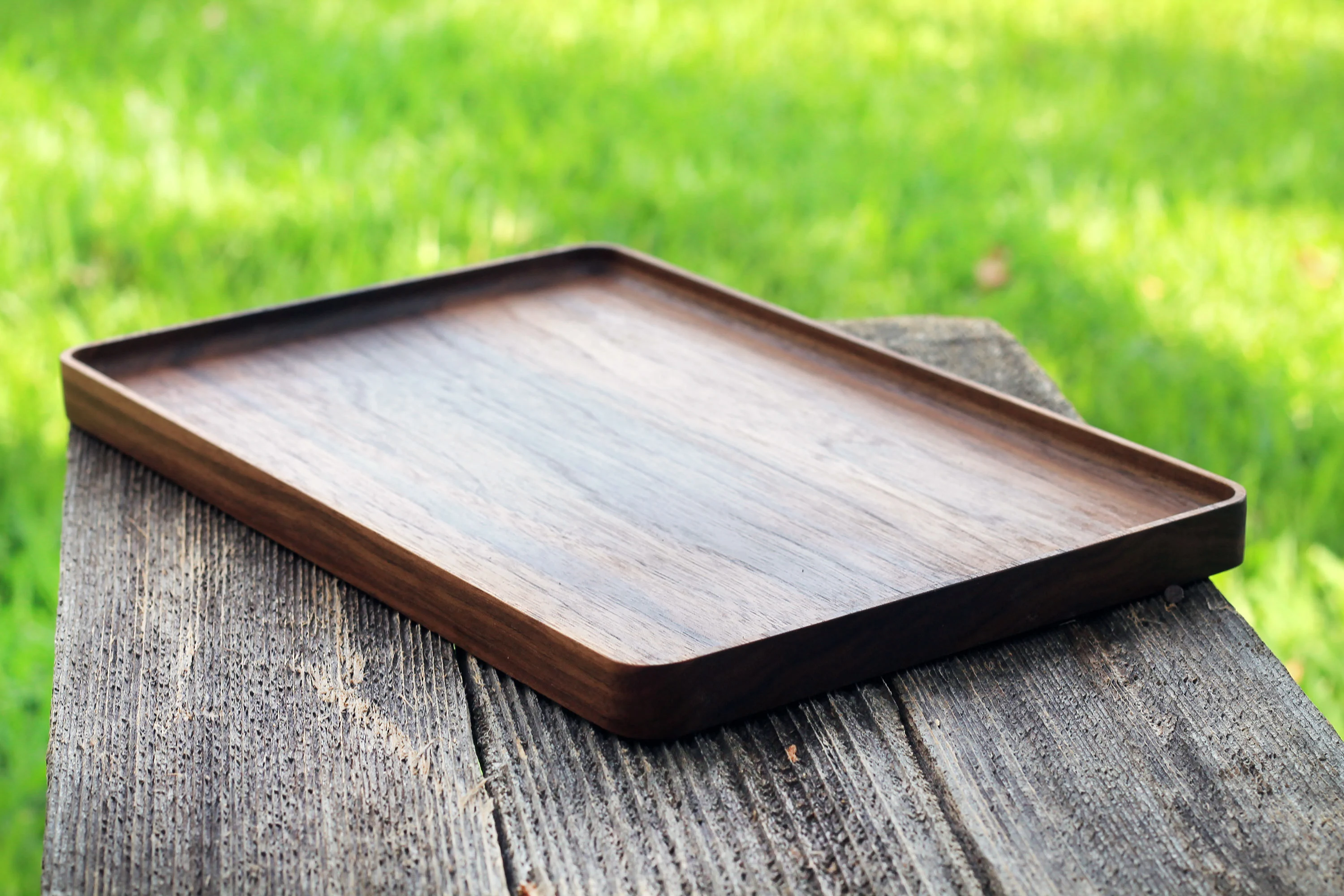 Black Walnut & Oak Hardwood Trays, Centerpiece, Gift, Stackable, Slim, Timeless, Modern Valet Catch All Decor - Foundation Series Rectangle