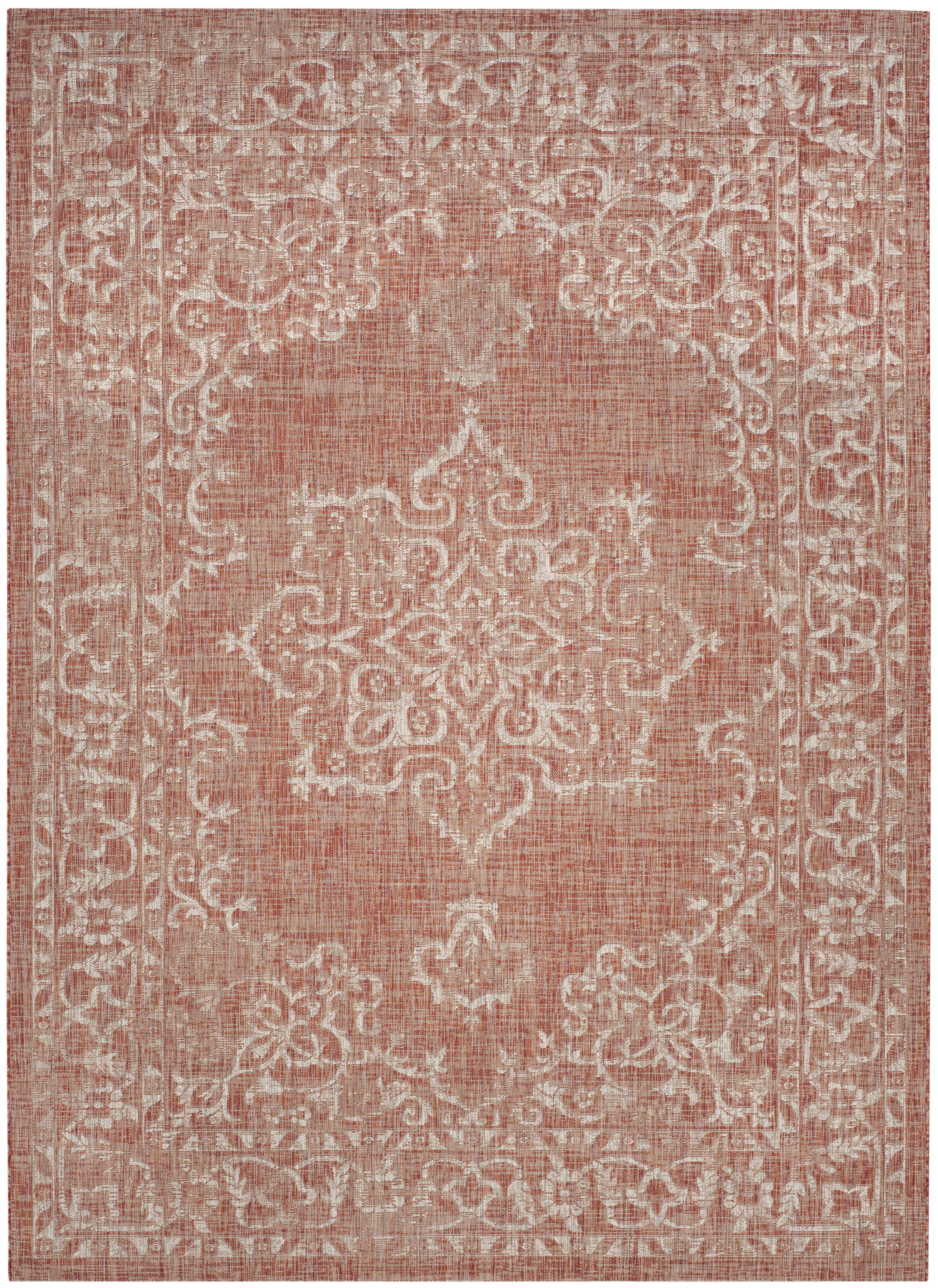 COURTYARD - Tapis interieur & exterieur en terracotta & beige, 201 x 290 cm
