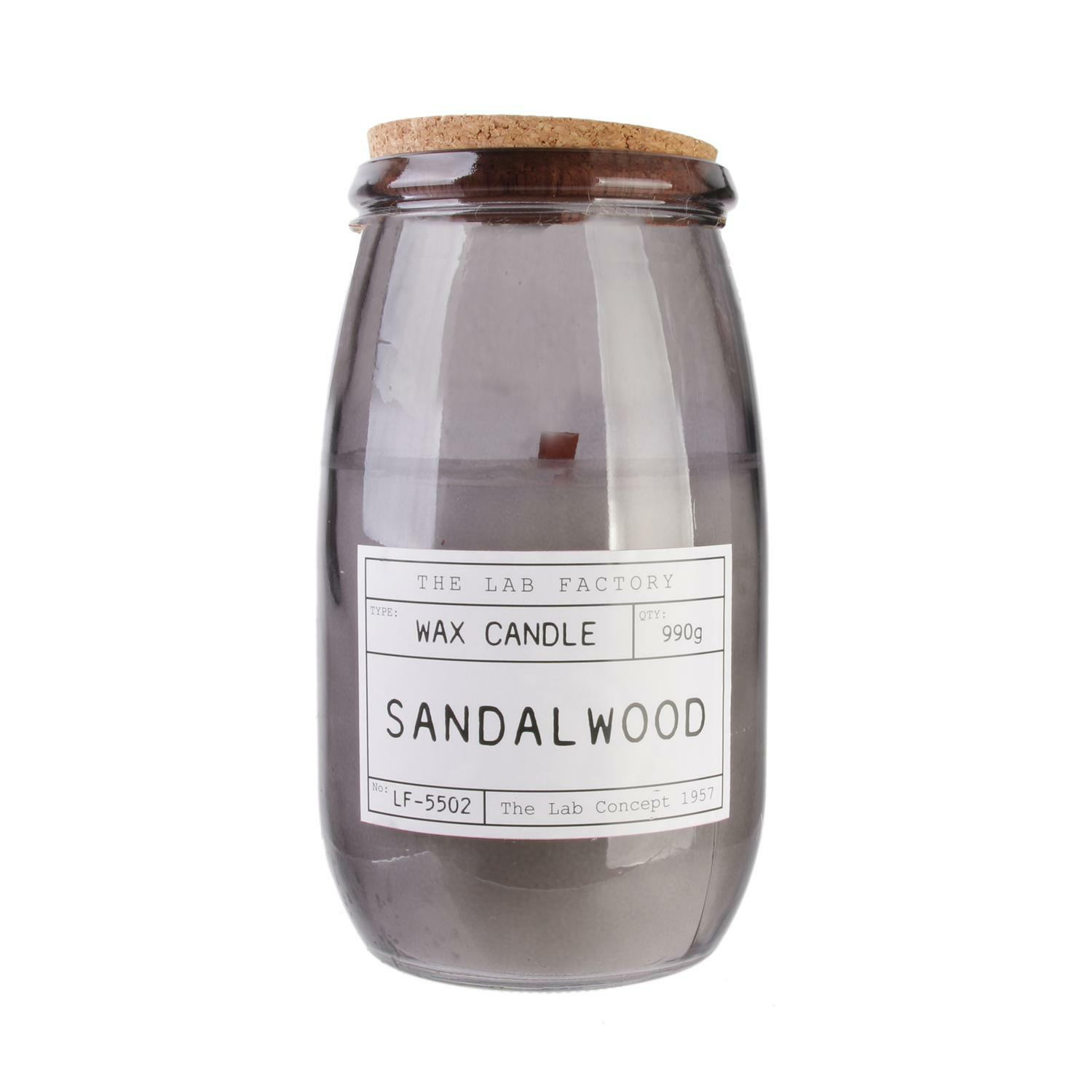 Świeca zapachowa sandalwood w słoju z drewnianym knotem