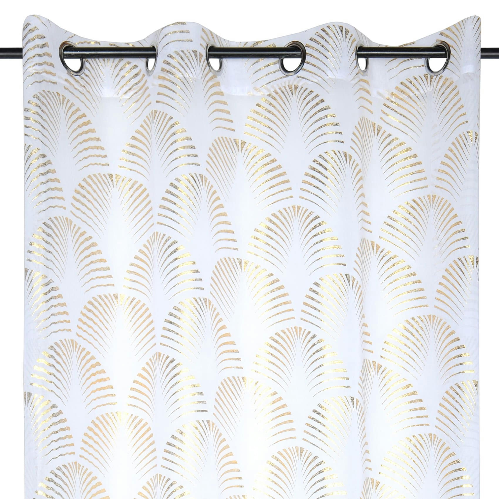 - Voilage tamisant à œillets imprimé maldives jaune soleil