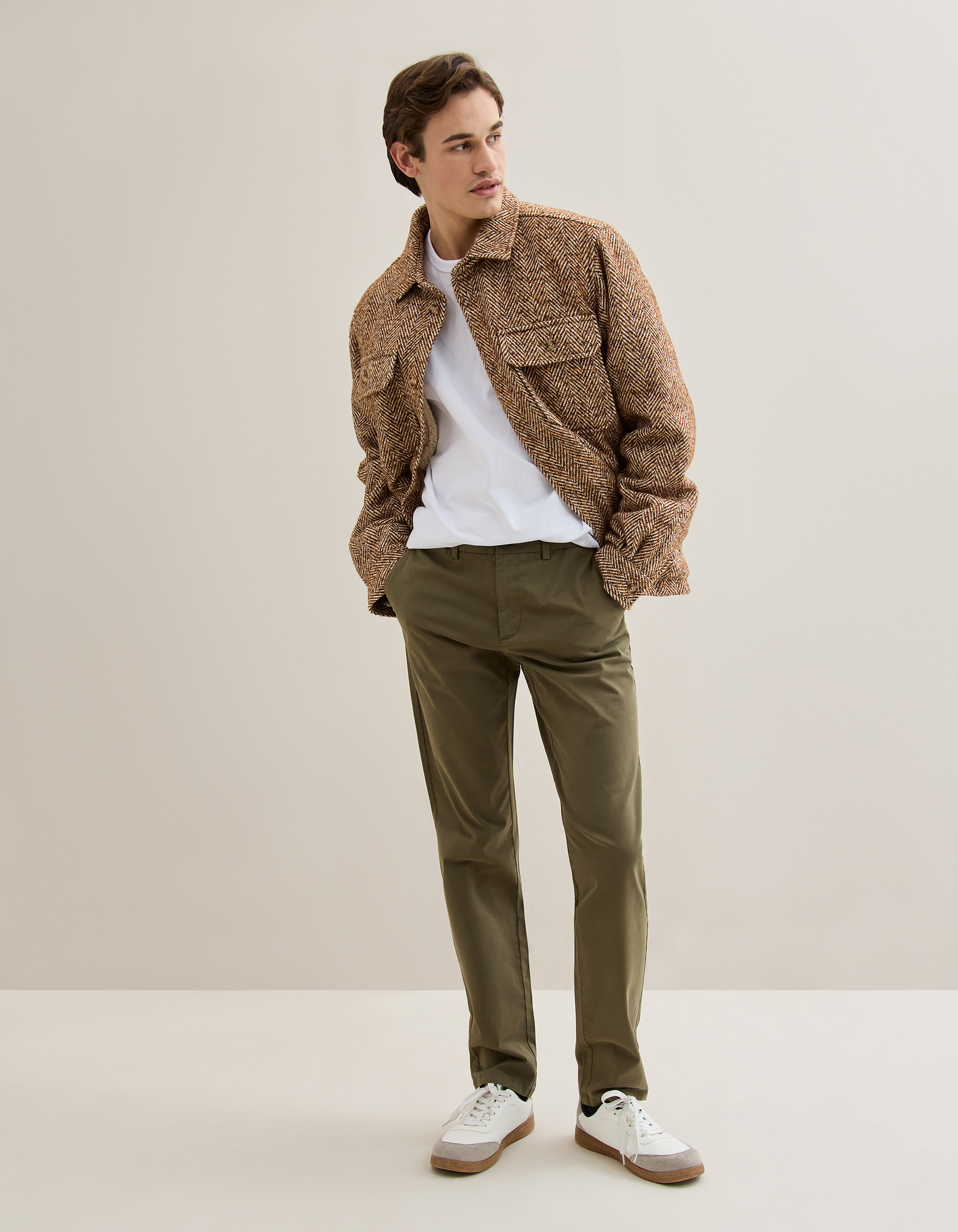 Calças Chino Slim, Homem, Verde Escuro