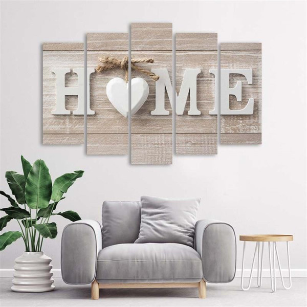 Feeby Obraz 5 częściowy na płótnie Napis Home 100x70
