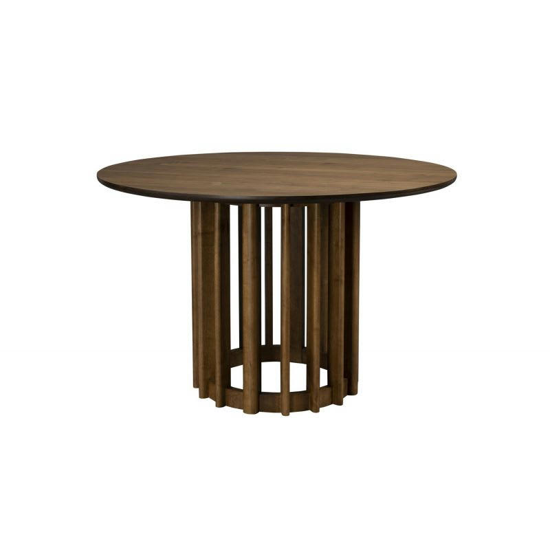 BARLET - Table de repas ronde en bois de noyer D120