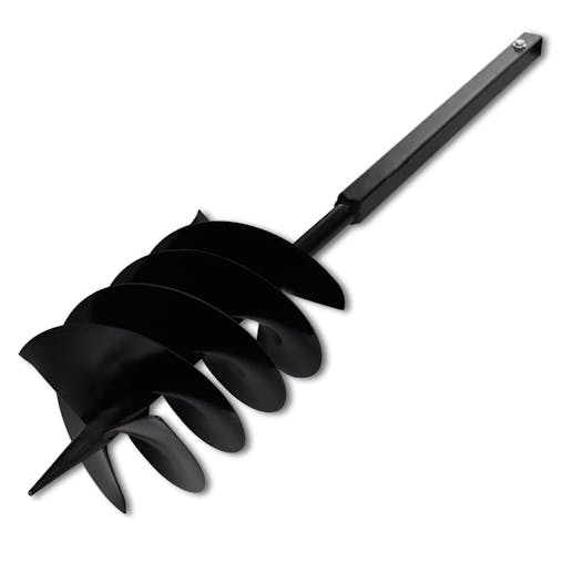 NNEVL Ground Drill with Handle Auger Bit 200 mm Three Spirals Steel Black