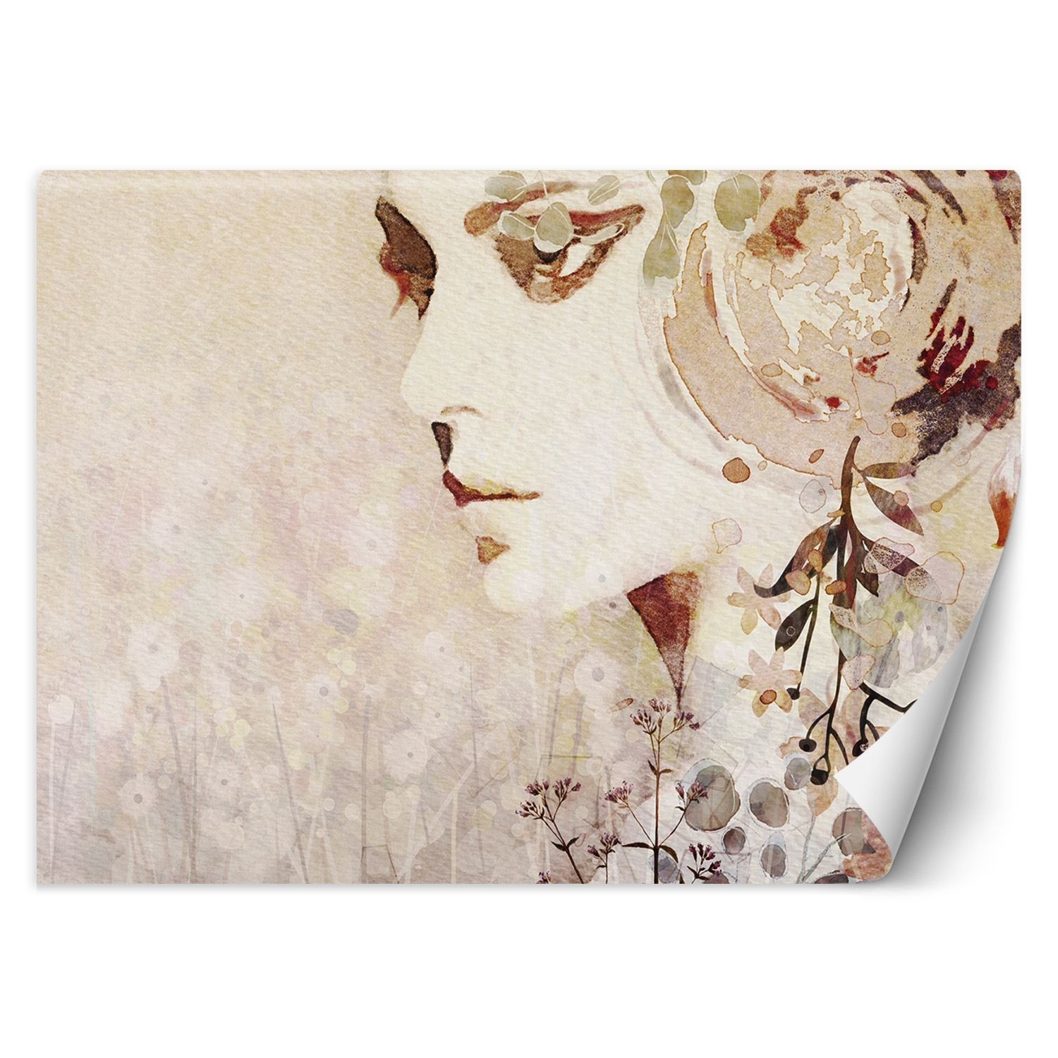 Feeby Fototapeta, Abstrakcyjna twarz kobiety w jesiennych barwach 150x105