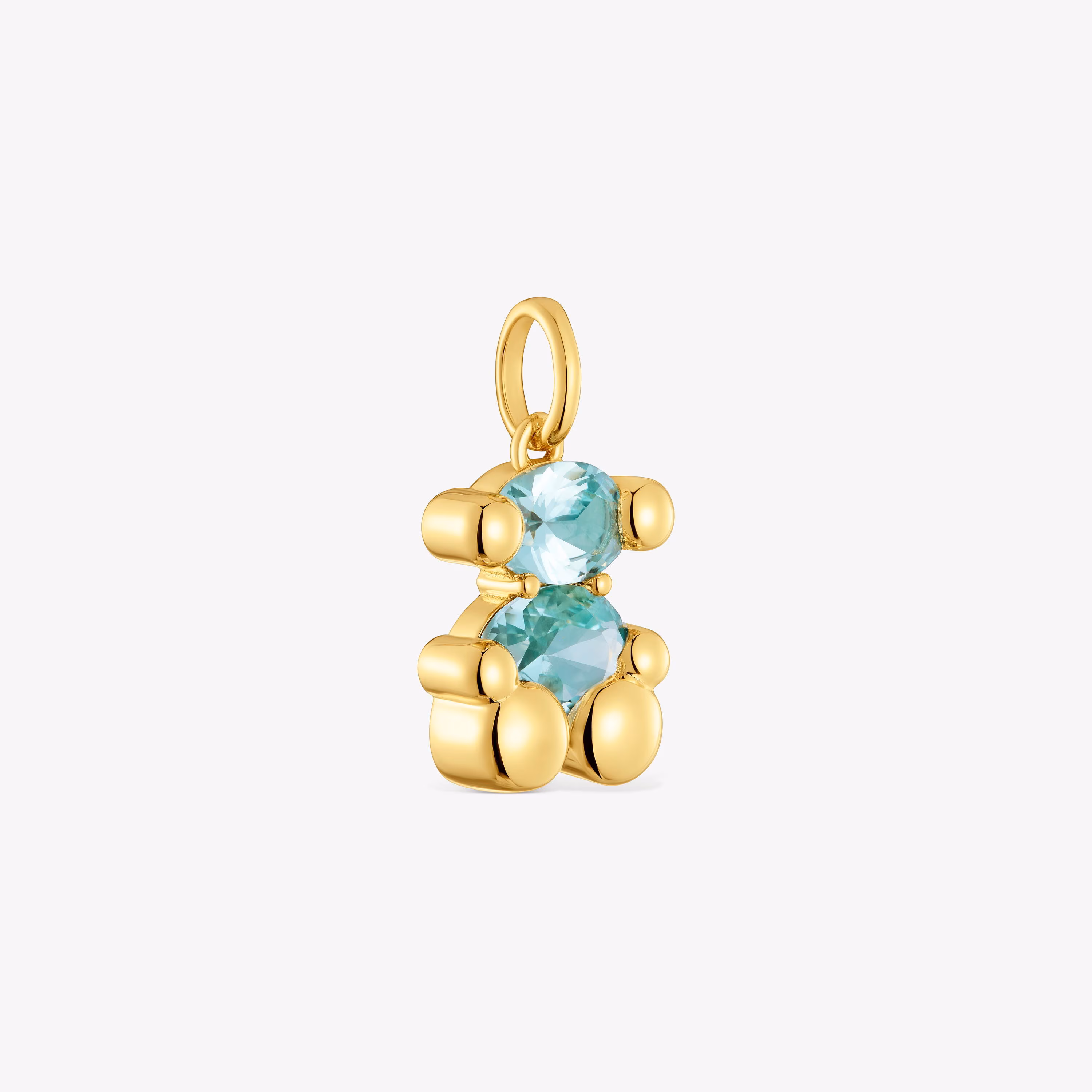 Colgante pequeño motivo oso con baño de oro 18 kt sobre plata y zafiro azul creado en laboratorio Color Bear LGG