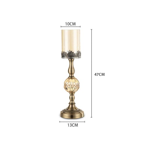 SOGA 47cm Glass Candle Holder Candle Stand Glass/Metal