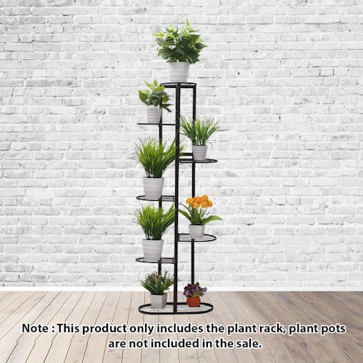 SOGA 2X 7 Tier 8 Pots Black Metal Plant Stand Flowerpot Display Shelf Rack Indoor Home Office Decor