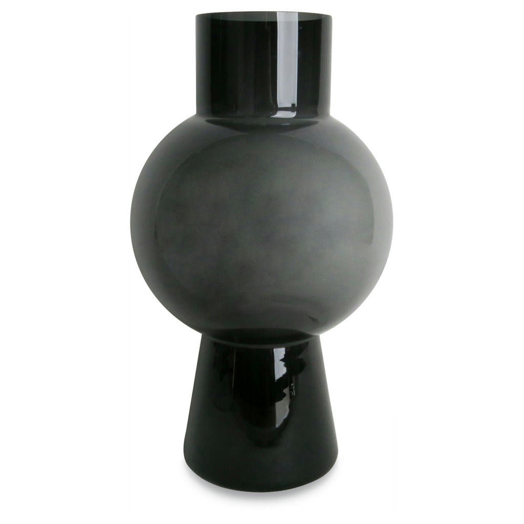 - Vase rond noir verre D17cm