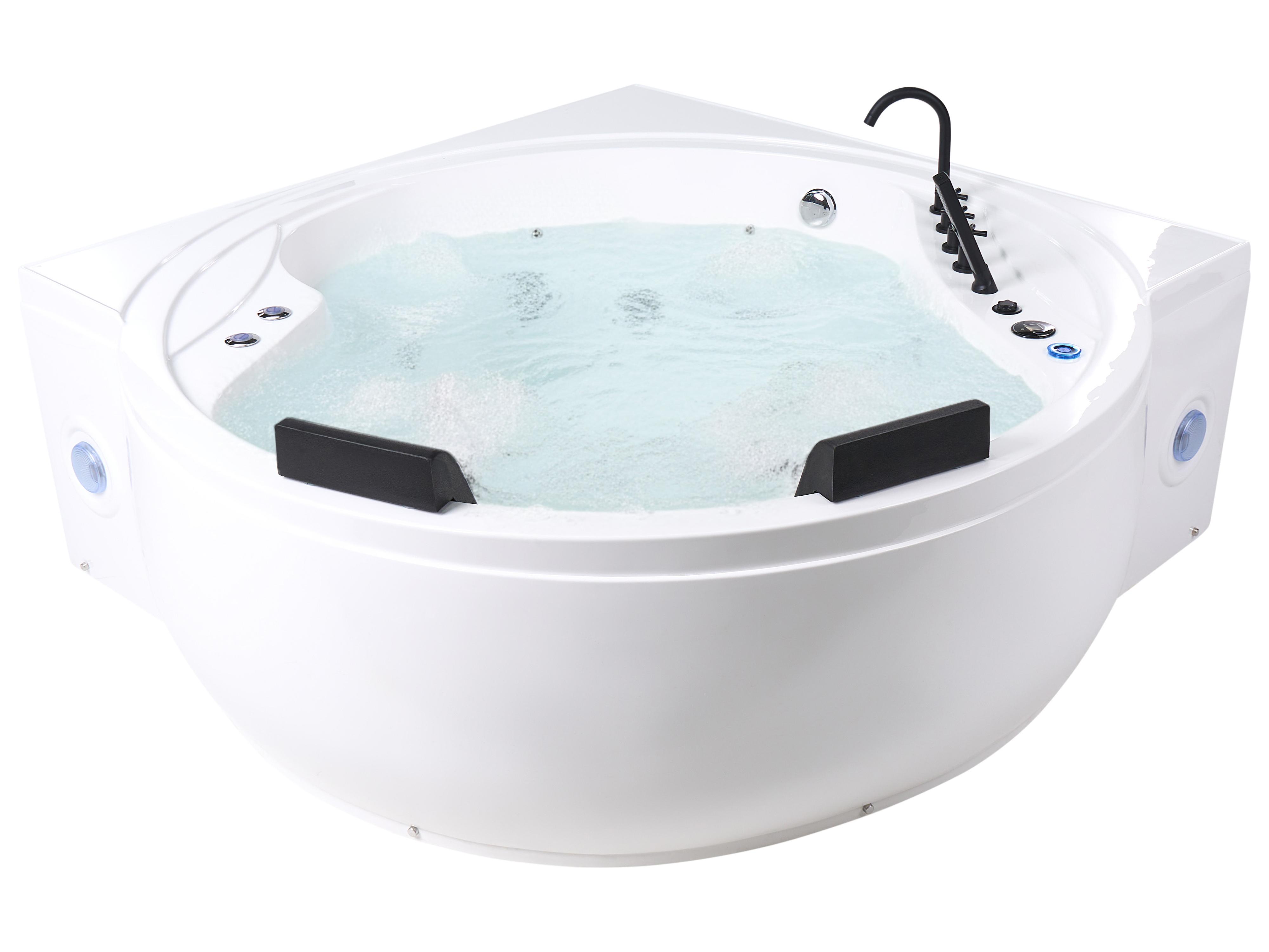 Corner Hot Tub with LED MANRESA with Built-In Bluetooth Speaker 2250 x 1600 mm White