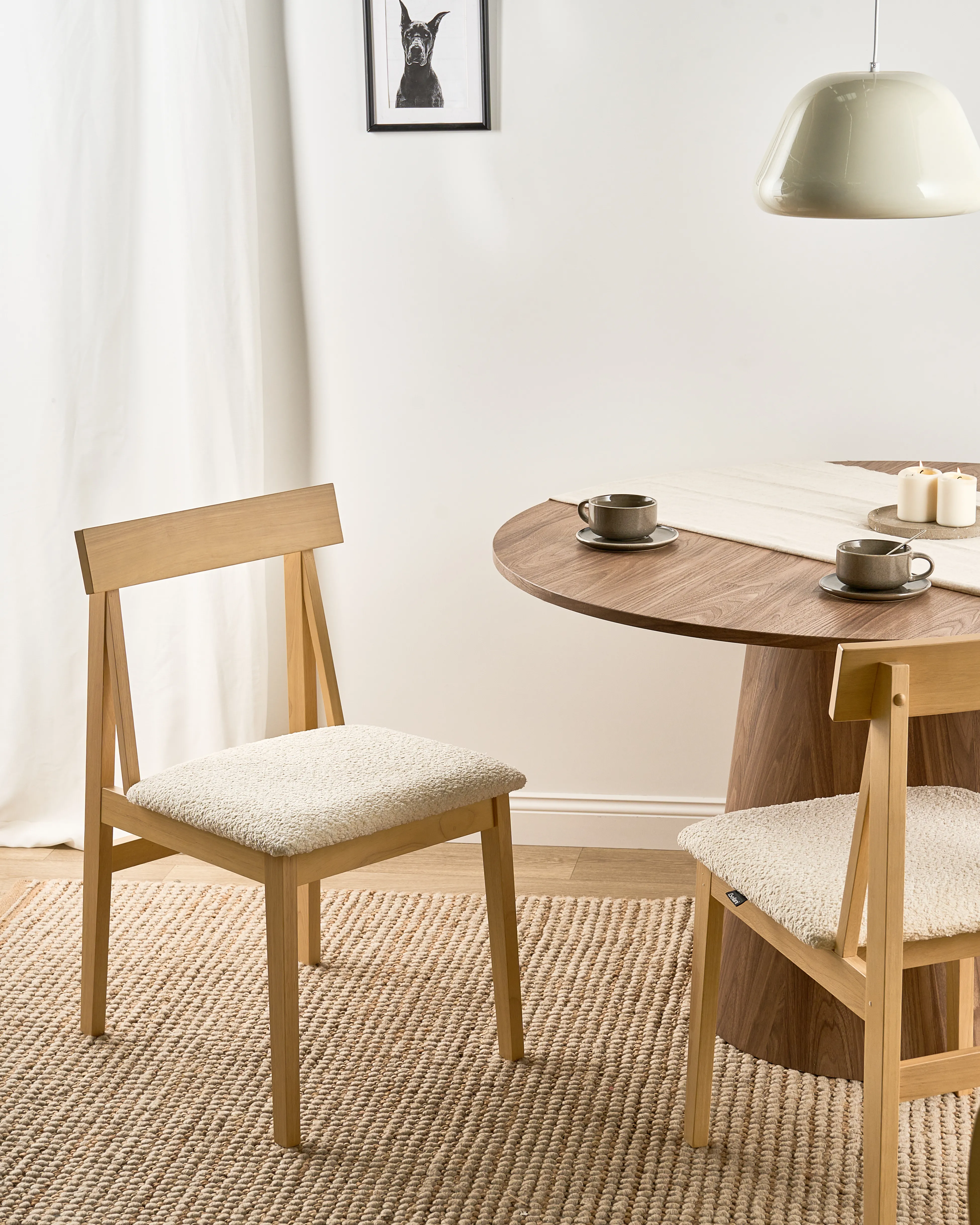 Set of 2 Dining Chairs ISLE Wood Light Brown/ Beige