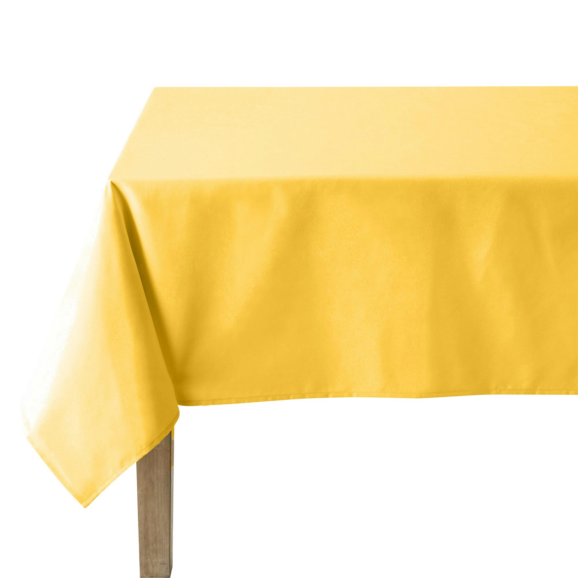 CAMBRAI - Nappe en coton traitee teflon curry 150 x 190