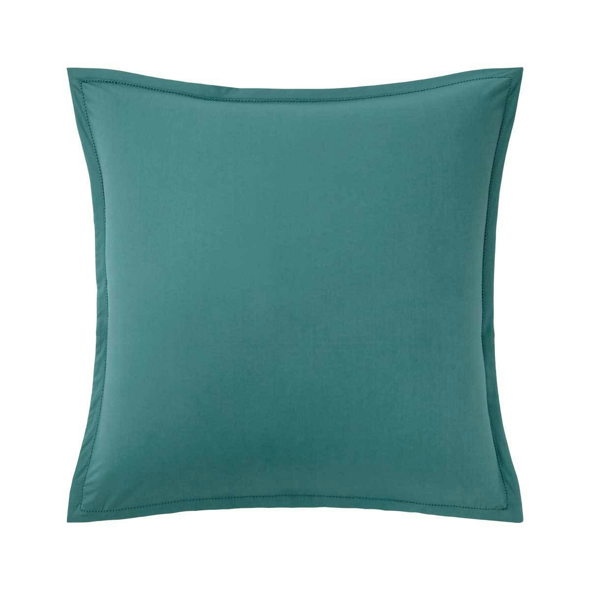 ALCOVE - Taie d'oreiller en percale de coton bleu 65 x 65 cm