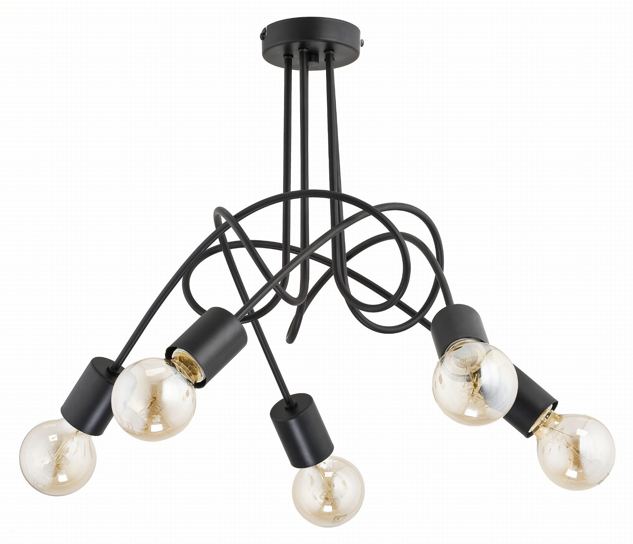 Lampa wisząca czarna TANGO 5xE27x60W wym: 41x50x50 cm Alfa