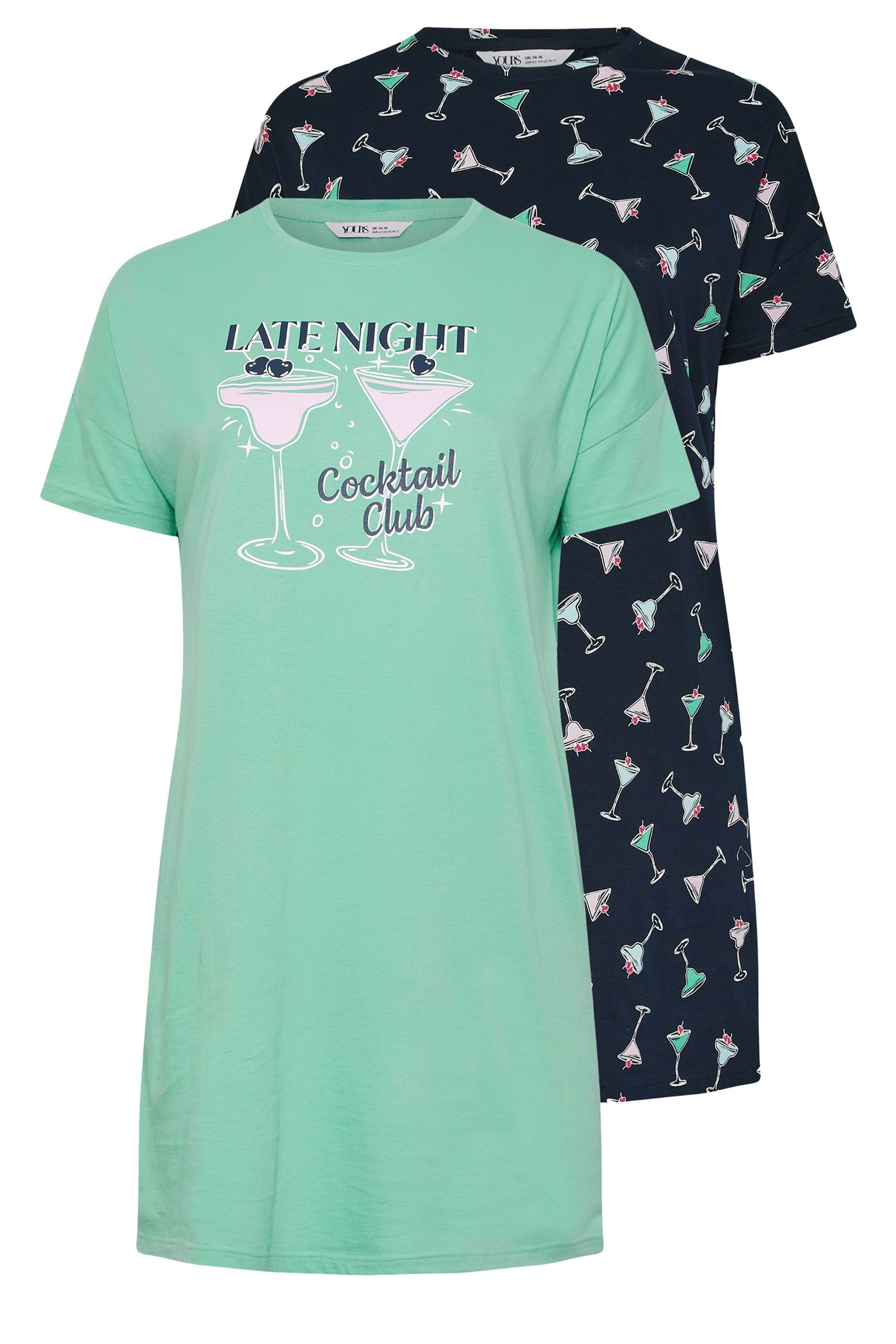 Yours 2 Pack Cocktail Print Sleep Tee Nightdresses