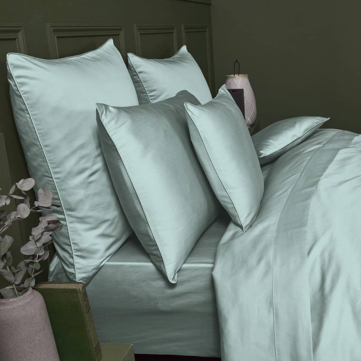 AVA UNI MINT - Housse de couette  satin de coton 120 fils/cm² bleu 260x240