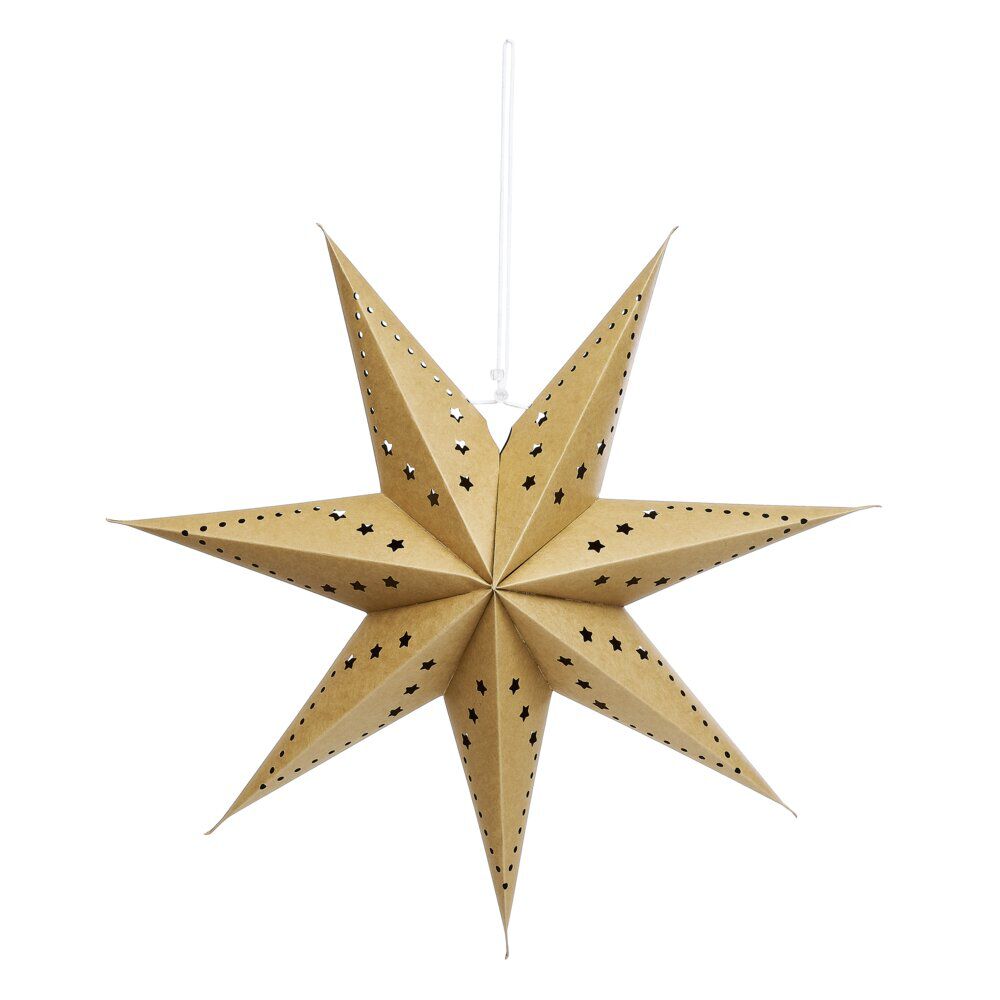 Déco à suspendre étoile 3D papier kraft marron ou blanc Ø50cm