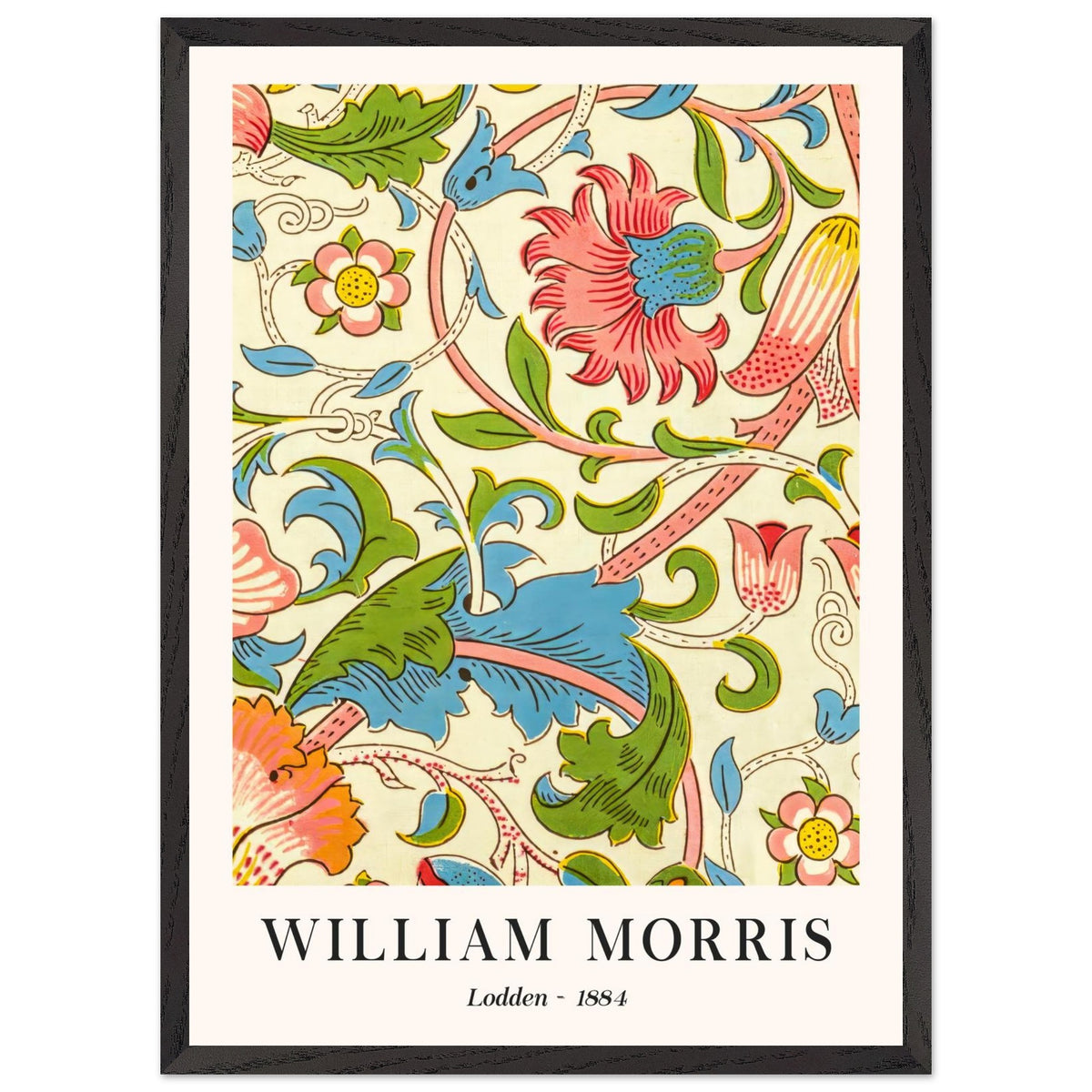 Artfulprints Poster met Lijst William Morris - Lodden 1884  - 50x70 cm - Meerkleurig
