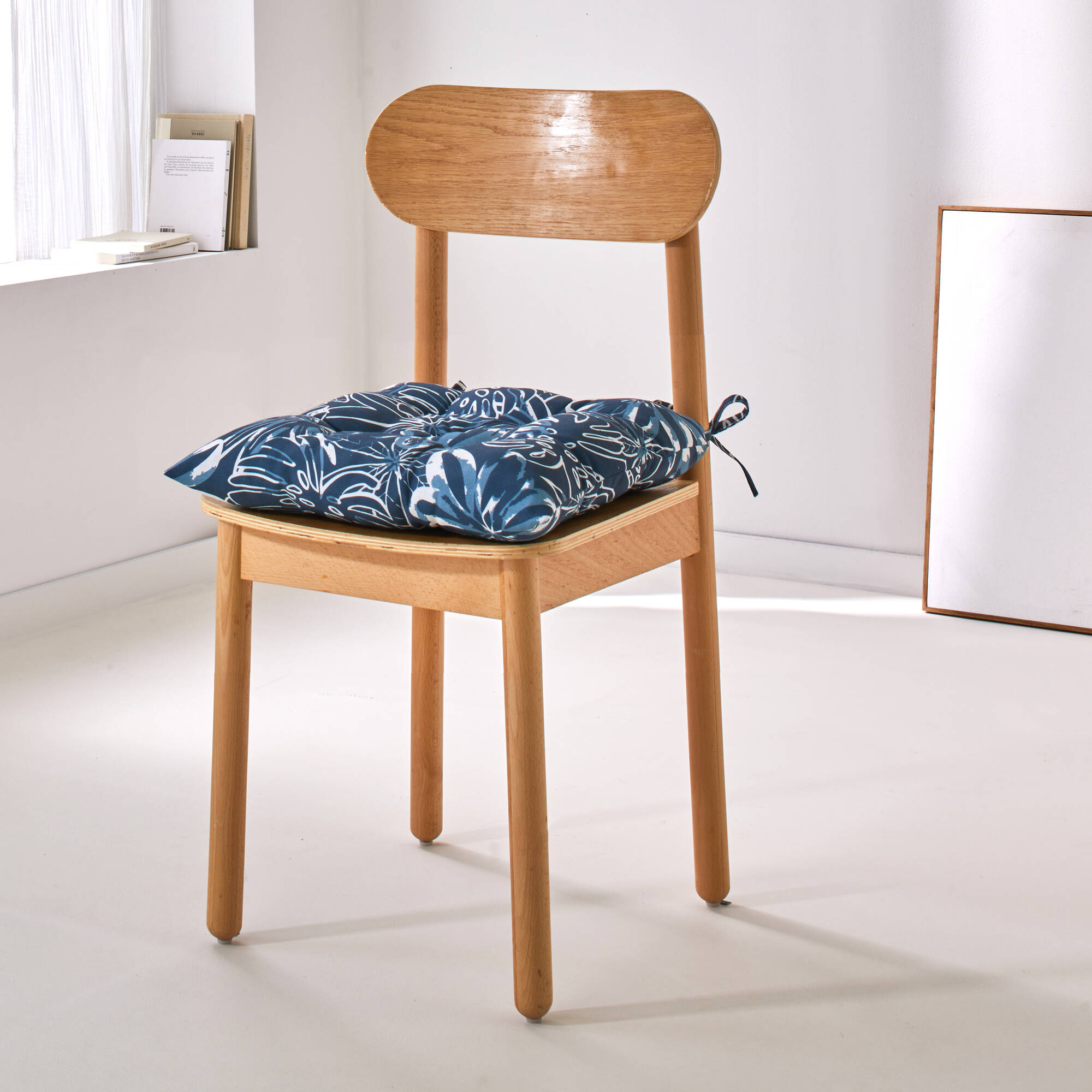 Galette de chaise carrée imprimé fleuri - lot de 2